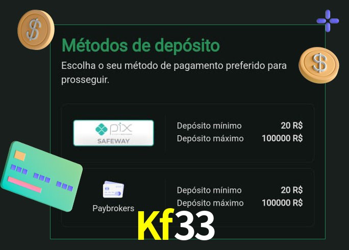 O cassino Kf33 oferece uma grande variedade de métodos de pagamento